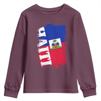 Haiti Flag Distressed Flag Graphic Youth Sweatshirt Haitian Heritage Pride