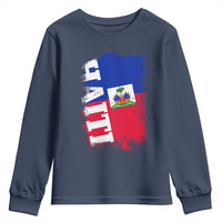 Haiti Flag Distressed Flag Graphic Youth Sweatshirt Haitian Heritage Pride