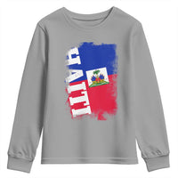 Haiti Flag Distressed Flag Graphic Youth Sweatshirt Haitian Heritage Pride