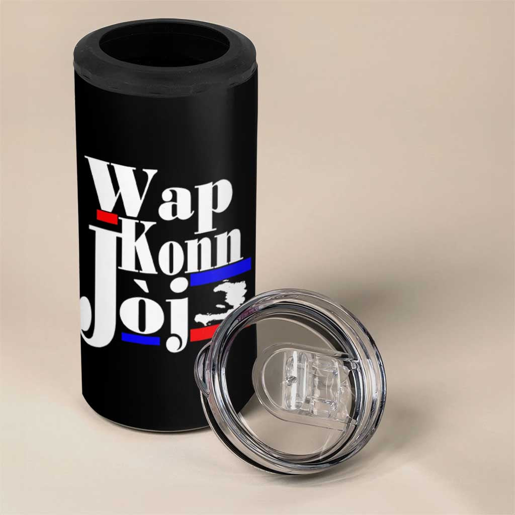 Wap Konn Joj Funny Haitian Creole Idiom Saying 4 in 1 Can Cooler Tumbler Haiti Heritage Pride