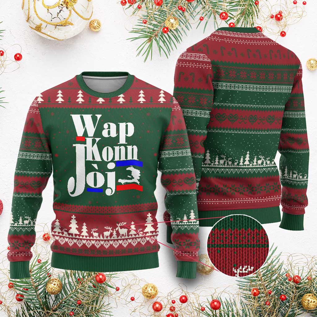 Wap Konn Joj Funny Haitian Creole Idiom Saying Ugly Christmas Sweater Haiti Heritage Pride