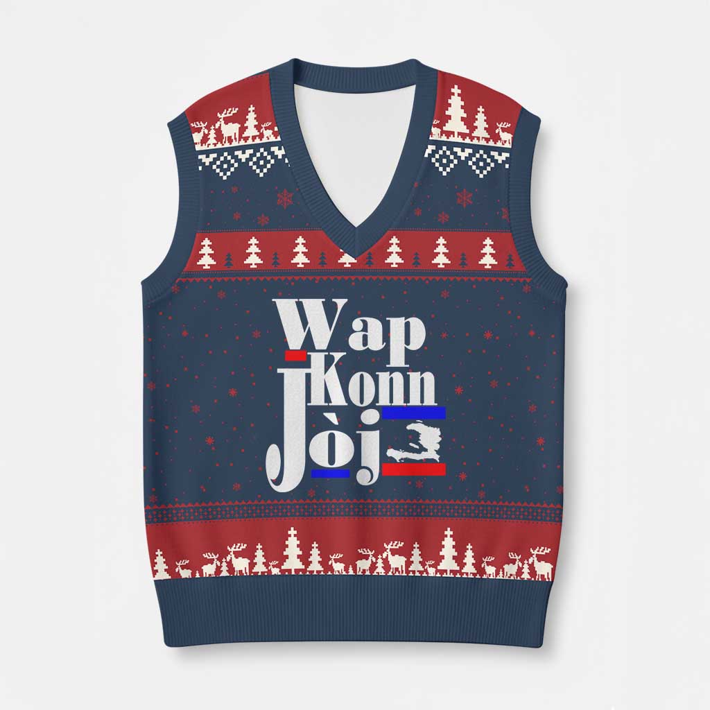 Wap Konn Joj Funny Haitian Creole Idiom Saying V-Neck Knit Sweater Vest Haiti Heritage Pride