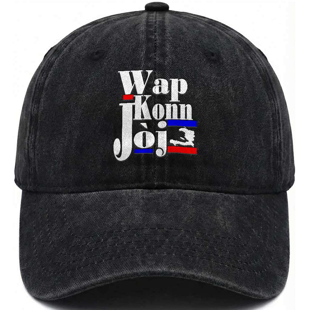 Wap Konn Joj Funny Haitian Creole Idiom Saying Washed Cotton Baseball Cap Haiti Heritage Pride