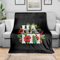 Haiti Tropical Floral Hibiscus Palm Leaves Island Graphic Throw Blanket Haitian Heritage Pride