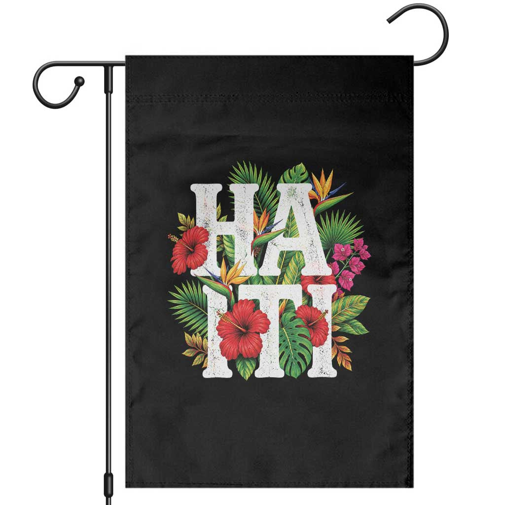 Haiti Tropical Floral Hibiscus Palm Leaves Island Graphic Garden Flag Haitian Heritage Pride