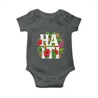 Haiti Tropical Floral Hibiscus Palm Leaves Island Graphic Baby Onesie Haitian Heritage Pride