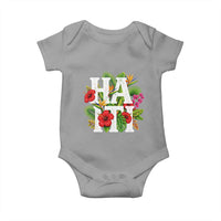 Haiti Tropical Floral Hibiscus Palm Leaves Island Graphic Baby Onesie Haitian Heritage Pride