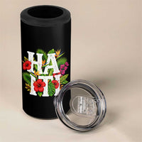Haiti Tropical Floral Hibiscus Palm Leaves Island Graphic 4 in 1 Can Cooler Tumbler Haitian Heritage Pride