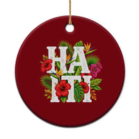 Haiti Tropical Floral Hibiscus Palm Leaves Island Graphic Ceramic Ornament Haitian Heritage Pride