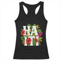Haiti Tropical Floral Hibiscus Palm Leaves Island Graphic Racerback Tank Top Haitian Heritage Pride