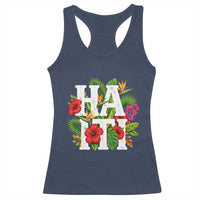 Haiti Tropical Floral Hibiscus Palm Leaves Island Graphic Racerback Tank Top Haitian Heritage Pride