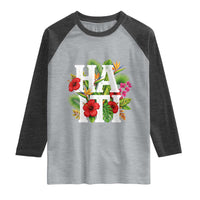 Haiti Tropical Floral Hibiscus Palm Leaves Island Graphic Raglan Shirt Haitian Heritage Pride