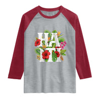 Haiti Tropical Floral Hibiscus Palm Leaves Island Graphic Raglan Shirt Haitian Heritage Pride