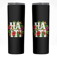 Haiti Tropical Floral Hibiscus Palm Leaves Island Graphic Skinny Tumbler Haitian Heritage Pride