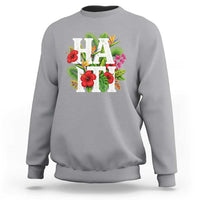 Haiti Tropical Floral Hibiscus Palm Leaves Island Graphic Sweatshirt Haitian Heritage Pride