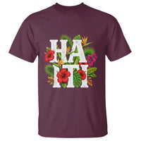 Haiti Tropical Floral Hibiscus Palm Leaves Island Graphic T Shirt Haitian Heritage Pride