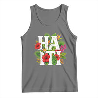 Haiti Tropical Floral Hibiscus Palm Leaves Island Graphic Tank Top Haitian Heritage Pride