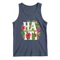 Haiti Tropical Floral Hibiscus Palm Leaves Island Graphic Tank Top Haitian Heritage Pride