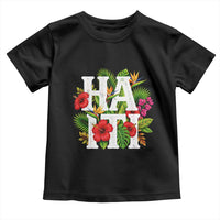 Haiti Tropical Floral Hibiscus Palm Leaves Island Graphic Toddler T Shirt Haitian Heritage Pride