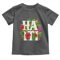 Haiti Tropical Floral Hibiscus Palm Leaves Island Graphic Toddler T Shirt Haitian Heritage Pride