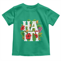 Haiti Tropical Floral Hibiscus Palm Leaves Island Graphic Toddler T Shirt Haitian Heritage Pride
