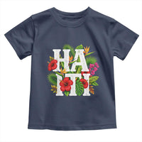 Haiti Tropical Floral Hibiscus Palm Leaves Island Graphic Toddler T Shirt Haitian Heritage Pride