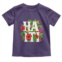 Haiti Tropical Floral Hibiscus Palm Leaves Island Graphic Toddler T Shirt Haitian Heritage Pride