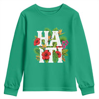 Haiti Tropical Floral Hibiscus Palm Leaves Island Graphic Youth Sweatshirt Haitian Heritage Pride
