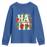 Haiti Tropical Floral Hibiscus Palm Leaves Island Graphic Youth Sweatshirt Haitian Heritage Pride