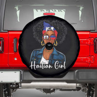 Proud Haitian Afro Girl in Denim Jacket Style Graphic Spare Tire Cover Haiti Heritage Pride