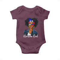 Proud Haitian Afro Girl in Denim Jacket Style Graphic Baby Onesie Haiti Heritage Pride
