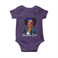 Proud Haitian Afro Girl in Denim Jacket Style Graphic Baby Onesie Haiti Heritage Pride