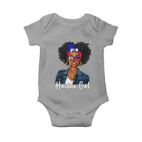 Proud Haitian Afro Girl in Denim Jacket Style Graphic Baby Onesie Haiti Heritage Pride