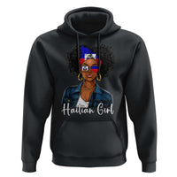 Proud Haitian Afro Girl in Denim Jacket Style Graphic Hoodie Haiti Heritage Pride