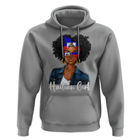 Proud Haitian Afro Girl in Denim Jacket Style Graphic Hoodie Haiti Heritage Pride