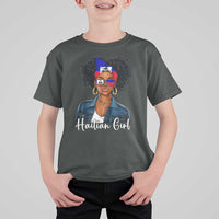 Proud Haitian Afro Girl in Denim Jacket Style Graphic T Shirt For Kid Haiti Heritage Pride