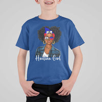 Proud Haitian Afro Girl in Denim Jacket Style Graphic T Shirt For Kid Haiti Heritage Pride