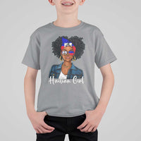 Proud Haitian Afro Girl in Denim Jacket Style Graphic T Shirt For Kid Haiti Heritage Pride