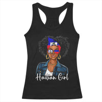 Proud Haitian Afro Girl in Denim Jacket Style Graphic Racerback Tank Top Haiti Heritage Pride