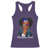 Proud Haitian Afro Girl in Denim Jacket Style Graphic Racerback Tank Top Haiti Heritage Pride