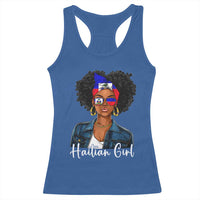 Proud Haitian Afro Girl in Denim Jacket Style Graphic Racerback Tank Top Haiti Heritage Pride