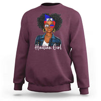 Proud Haitian Afro Girl in Denim Jacket Style Graphic Sweatshirt Haiti Heritage Pride