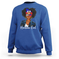 Proud Haitian Afro Girl in Denim Jacket Style Graphic Sweatshirt Haiti Heritage Pride