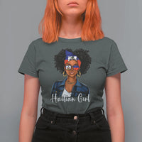 Proud Haitian Afro Girl in Denim Jacket Style Graphic T Shirt For Women Haiti Heritage Pride