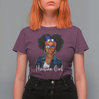 Proud Haitian Afro Girl in Denim Jacket Style Graphic T Shirt For Women Haiti Heritage Pride