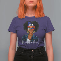 Proud Haitian Afro Girl in Denim Jacket Style Graphic T Shirt For Women Haiti Heritage Pride