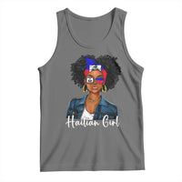 Proud Haitian Afro Girl in Denim Jacket Style Graphic Tank Top Haiti Heritage Pride