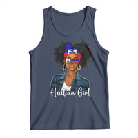 Proud Haitian Afro Girl in Denim Jacket Style Graphic Tank Top Haiti Heritage Pride