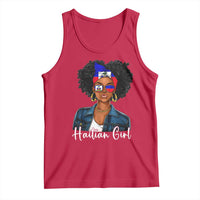 Proud Haitian Afro Girl in Denim Jacket Style Graphic Tank Top Haiti Heritage Pride