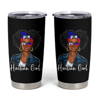 Proud Haitian Afro Girl in Denim Jacket Style Graphic Tumbler Cup Haiti Heritage Pride